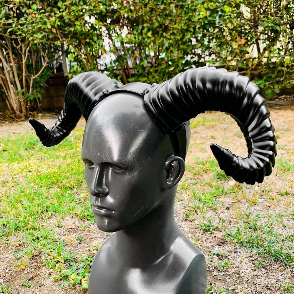 Black Gothic Demon  Halloween Large Horn Headband